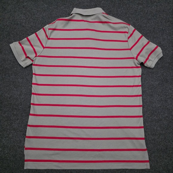 Polo Ralph Lauren Men's Large Gray Red Striped Cotton Polo Shirt - Picture 3 of 8